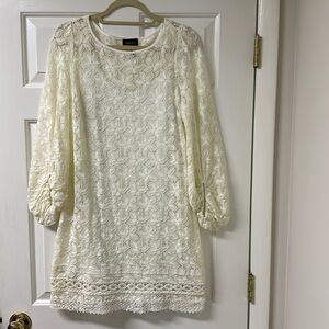 Laundry cream embroidered dress, size 6.